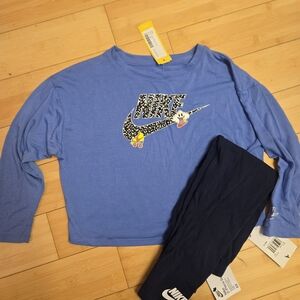 Nike Kids Blue Graphic Long Sleeve Tee